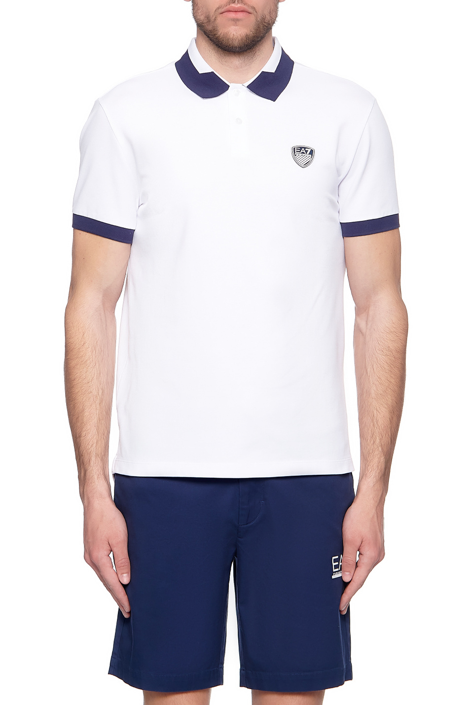 Мужской EA7 Футболка поло с контрастными воротником и манжетами (цвет ), артикул 3KPF07-PJ04Z | Фото 3