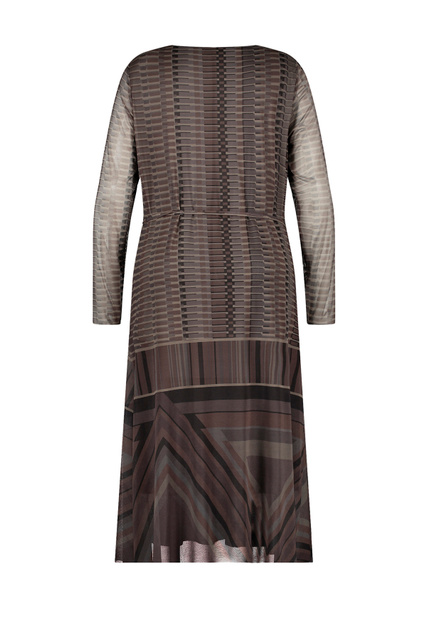 Платье с принтом и поясом|Основной цвет:Коричневый|Артикул:181003-26313 | Фото 2