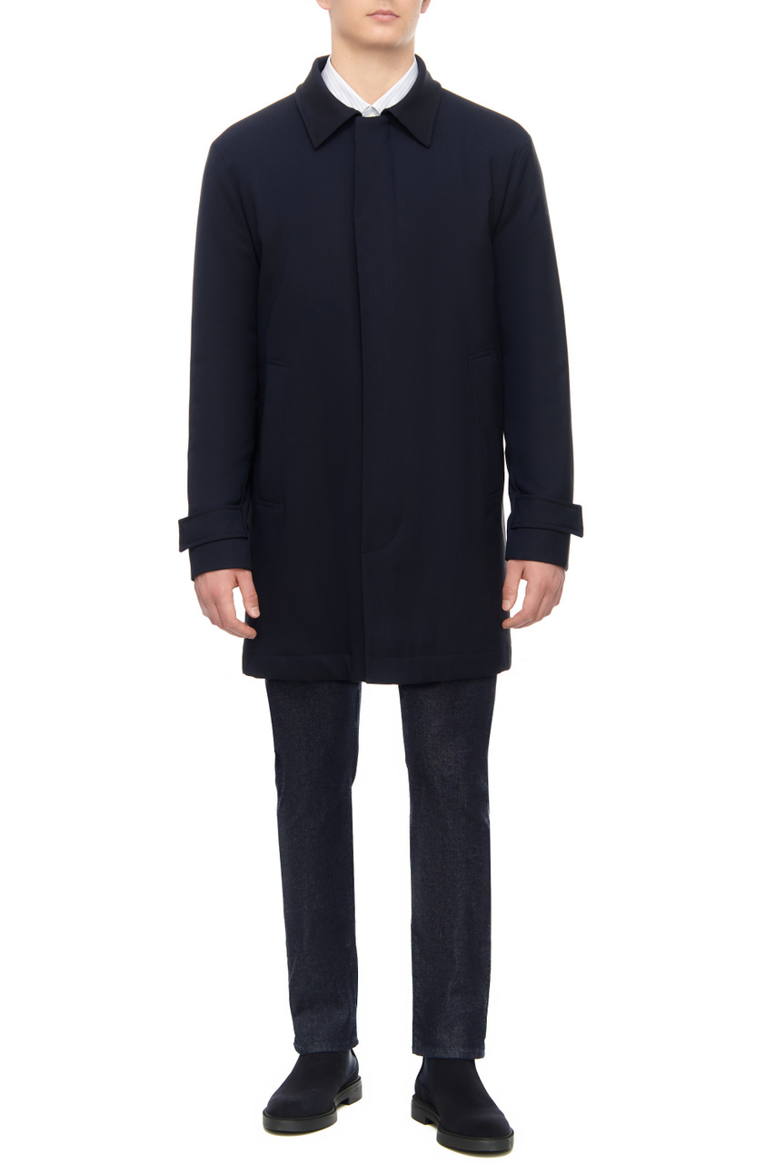 Пальто из смесовой шерсти|Основной цвет:Синий|Артикул:50502395 | Фото 1