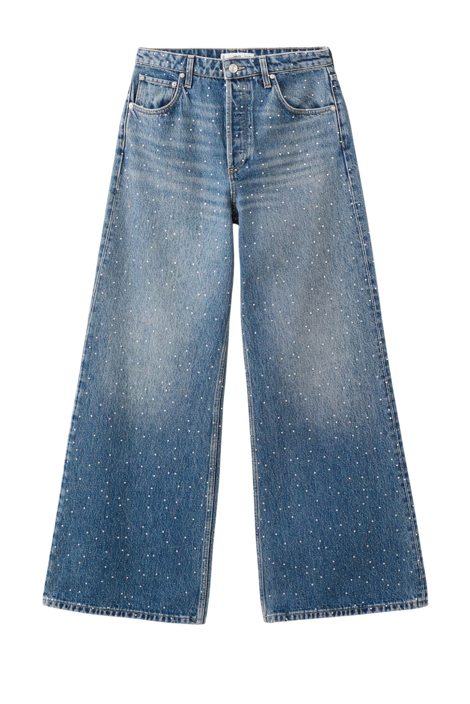 Женский Mango Джинсы CARIBE широкого кроя со стразами (цвет ), артикул 17017822 | Фото 1