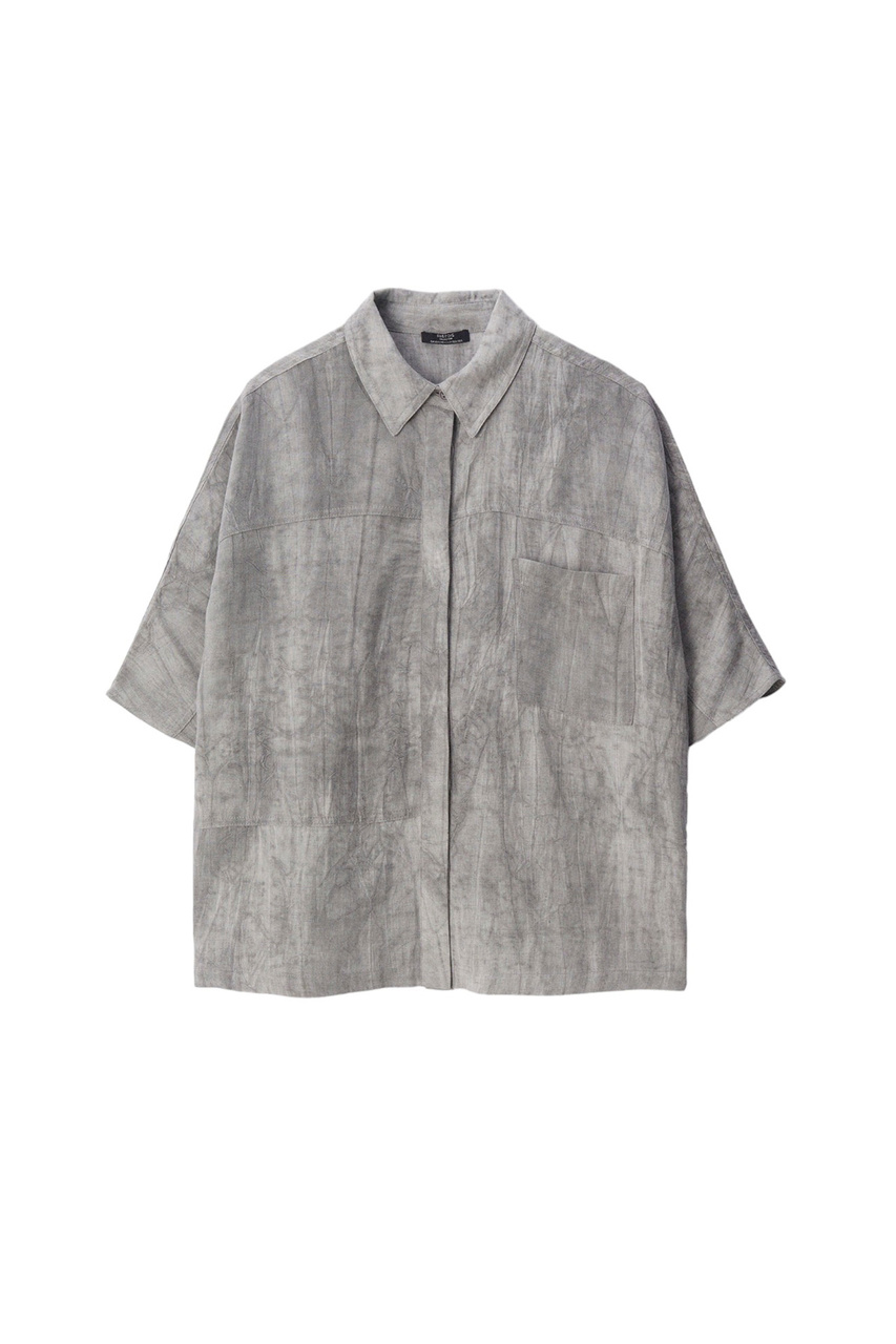 Рубашка свободного кроя с принтом|Основной цвет:Серый|Артикул:219781 | Фото 1