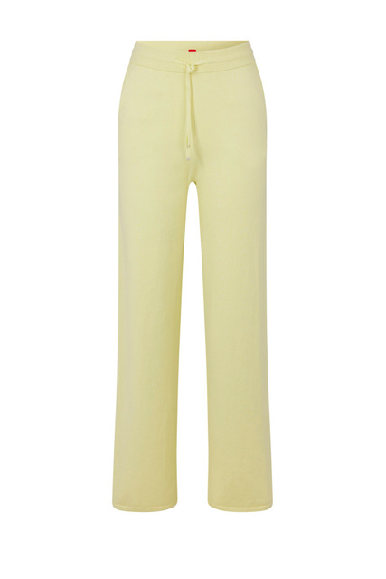Трикотажные брюки с кулиской на поясе|Основной цвет:Желтый|Артикул:50471650 | Фото 1