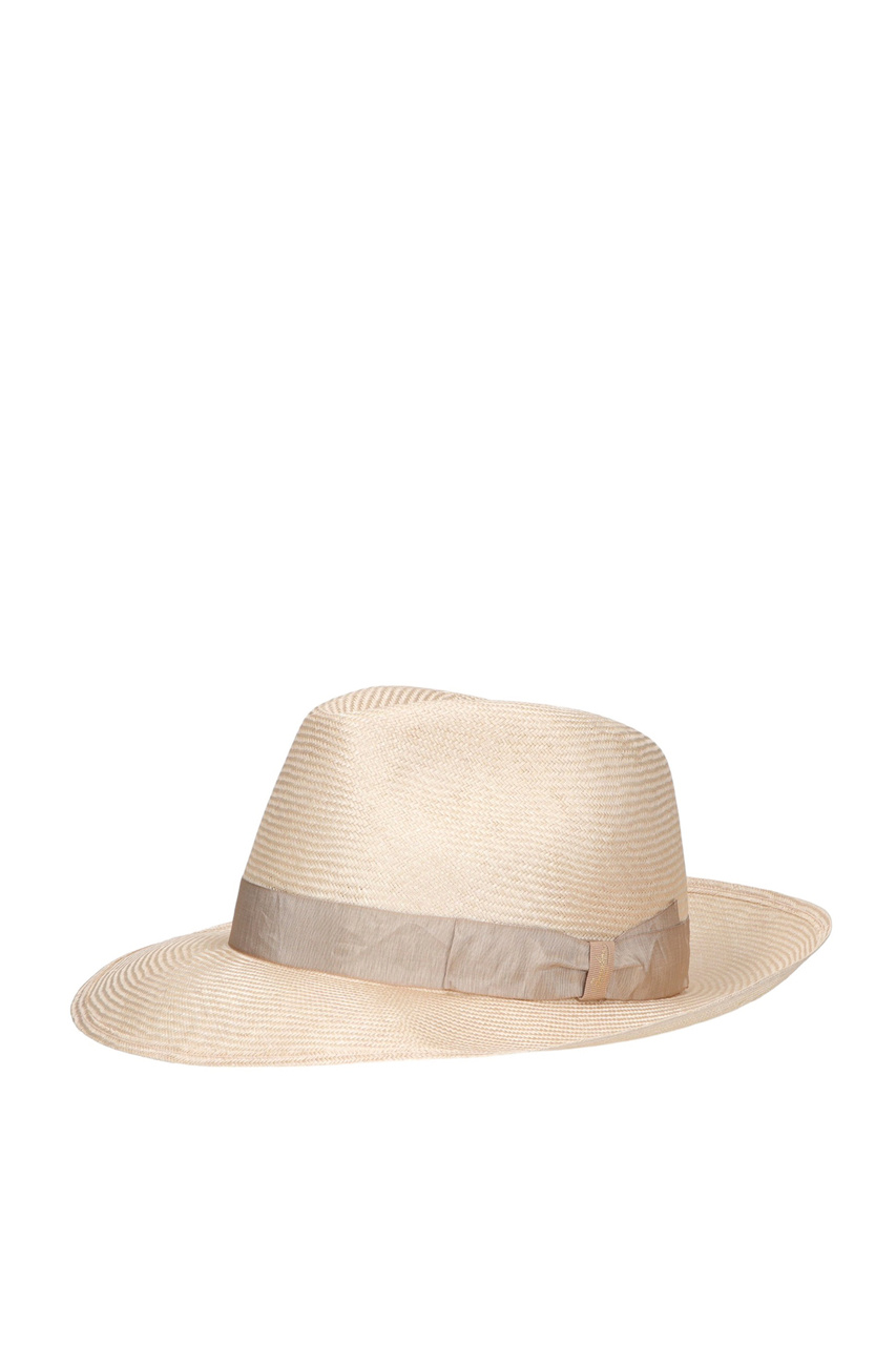 Шляпа Amedeo с контрастной лентой|Основной цвет:Бежевый|Артикул:141255 | Фото 1