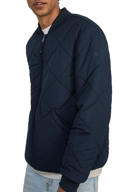 Стеганая куртка-бомбер|Основной цвет:Синий|Артикул:0955529 | Фото 1