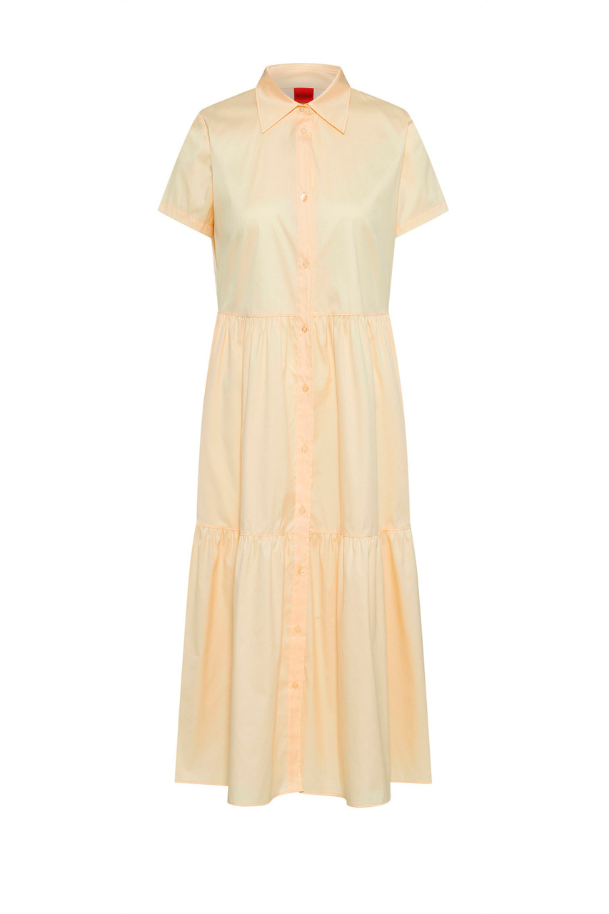 Платье-рубашка с короткими рукавами|Основной цвет:Желтый|Артикул:50468503 | Фото 1