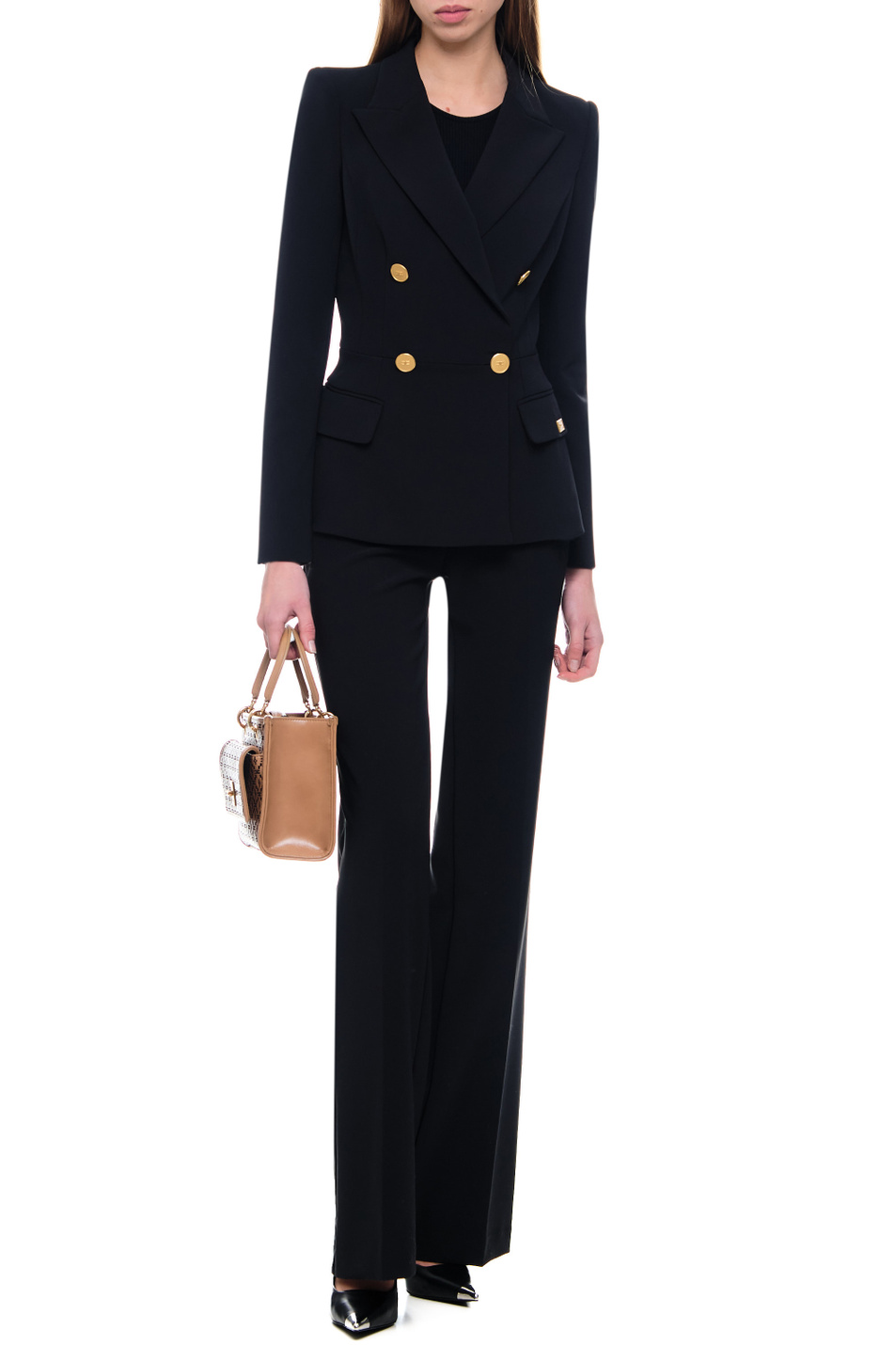Женский Elisabetta Franchi Двубортный пиджак с золотистыми металлическими пуговицами (цвет ), артикул GI04631E2 | Фото 3