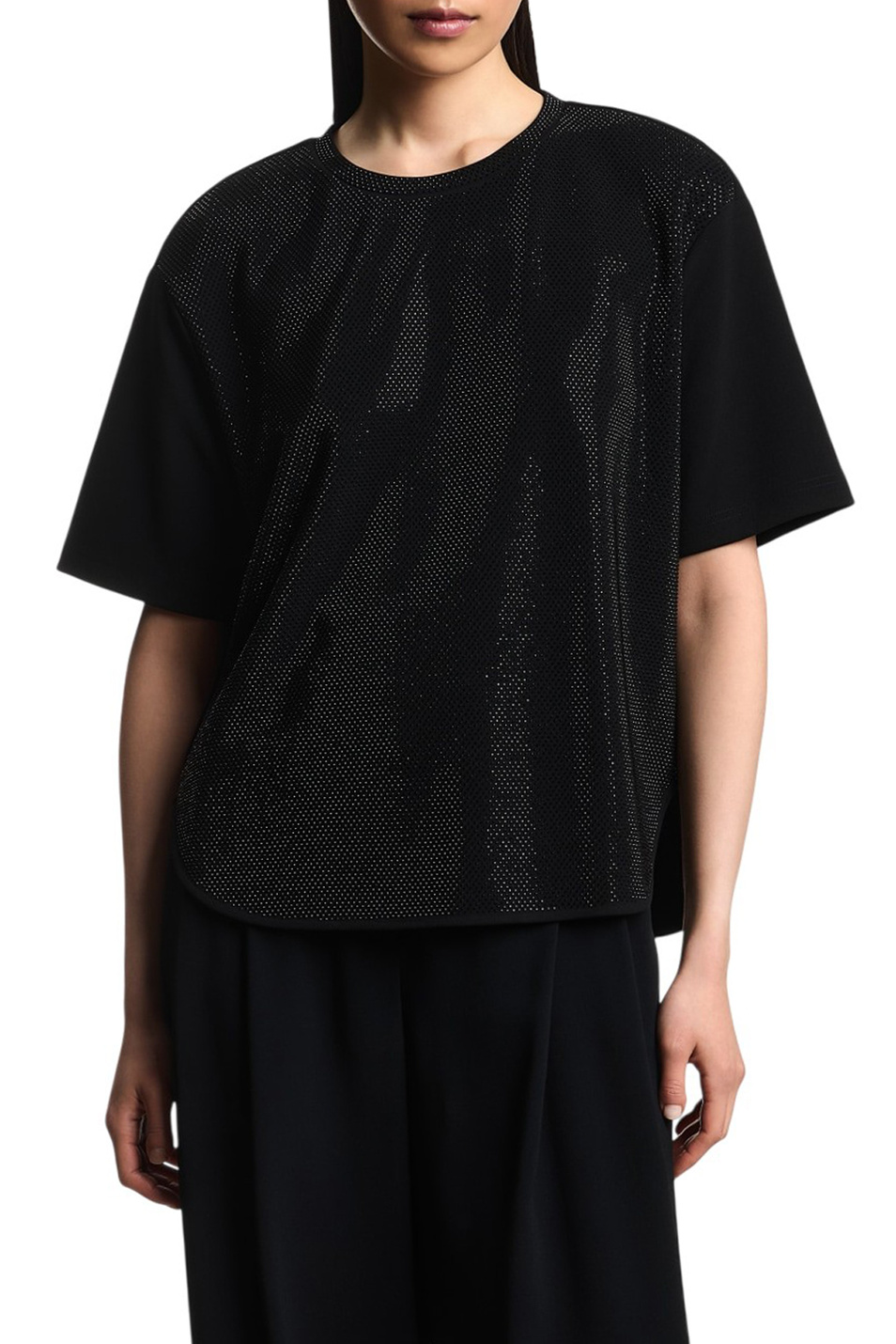 Женский Emporio Armani Футболка с отделкой стразами (цвет ), артикул EW003187-AF20632 | Фото 3