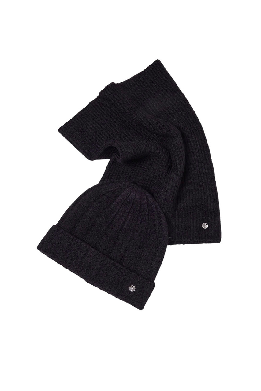 Комплект из шапки и шарфа|Основной цвет:Черный|Артикул:2F3045M0300 | Фото 1