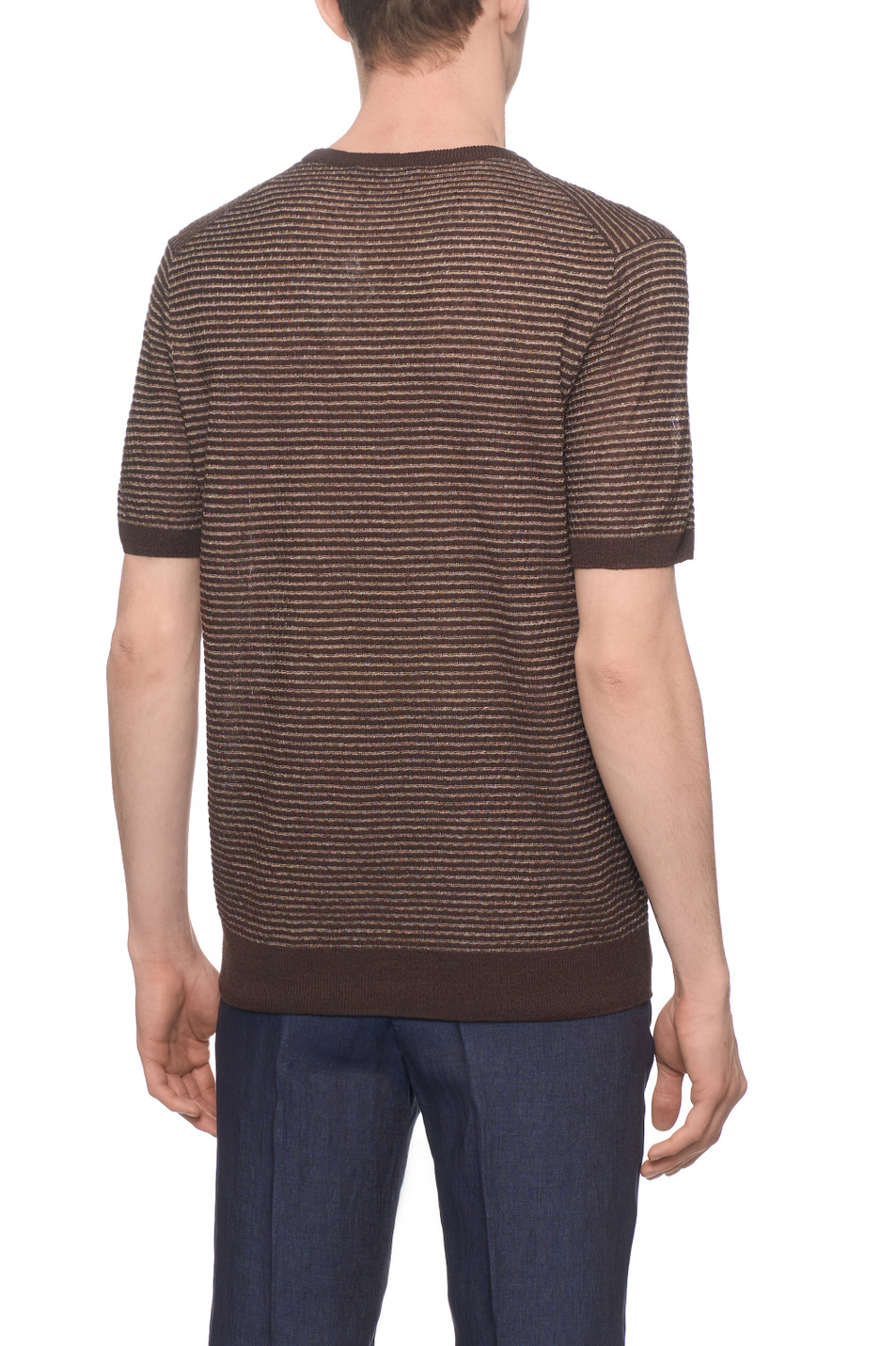 Мужской Corneliani Джемпер из шелка и льна (цвет ), артикул 27M568-2725172 | Фото 5