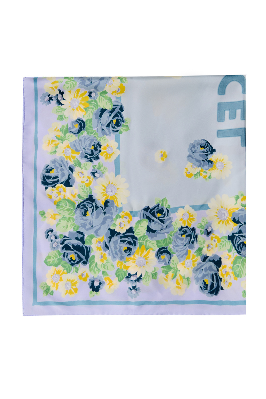 Платок из чистого шелка с принтом|Основной цвет:Фиолетовый|Артикул:A11348 | Фото 1