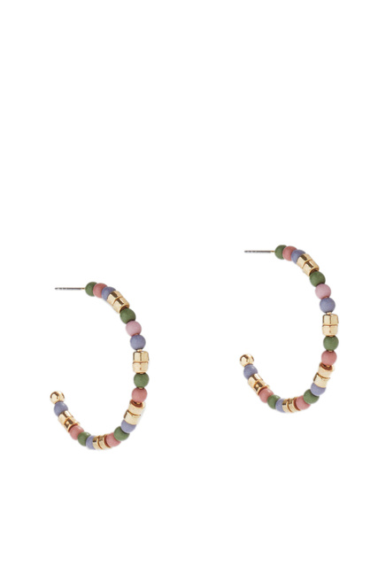 Серьги-кольца из бисера|Основной цвет:Зеленый|Артикул:187501 | Фото 1