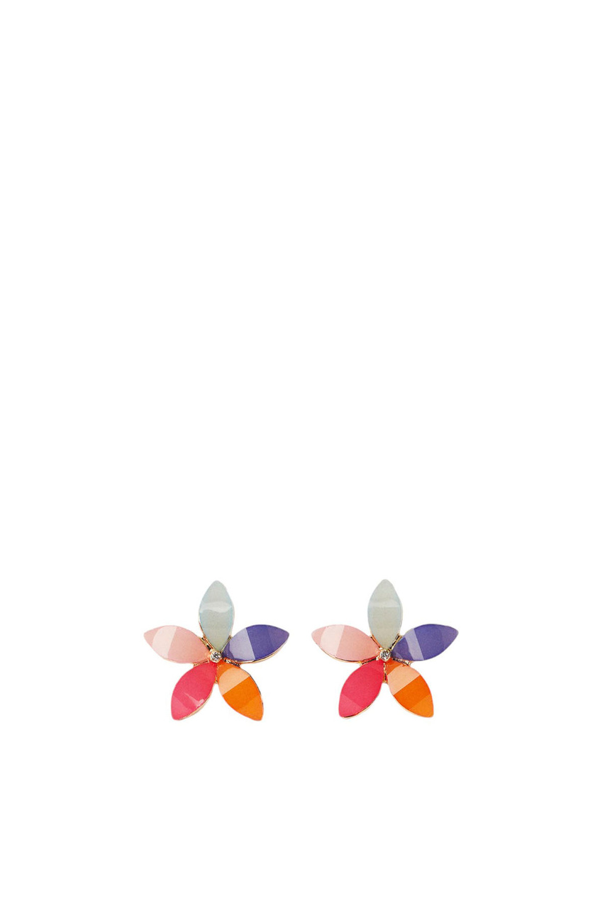 Серьги в форме цветов со стразами|Основной цвет:Разноцветный|Артикул:173549 | Фото 1