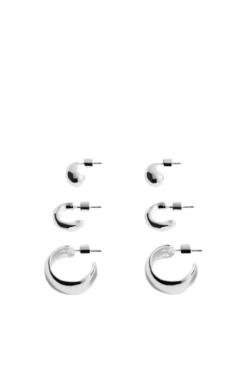 Серьги-кольца RITA в комплекте из 3 пар|Основной цвет:Серебристый|Артикул:77040259 | Фото 1