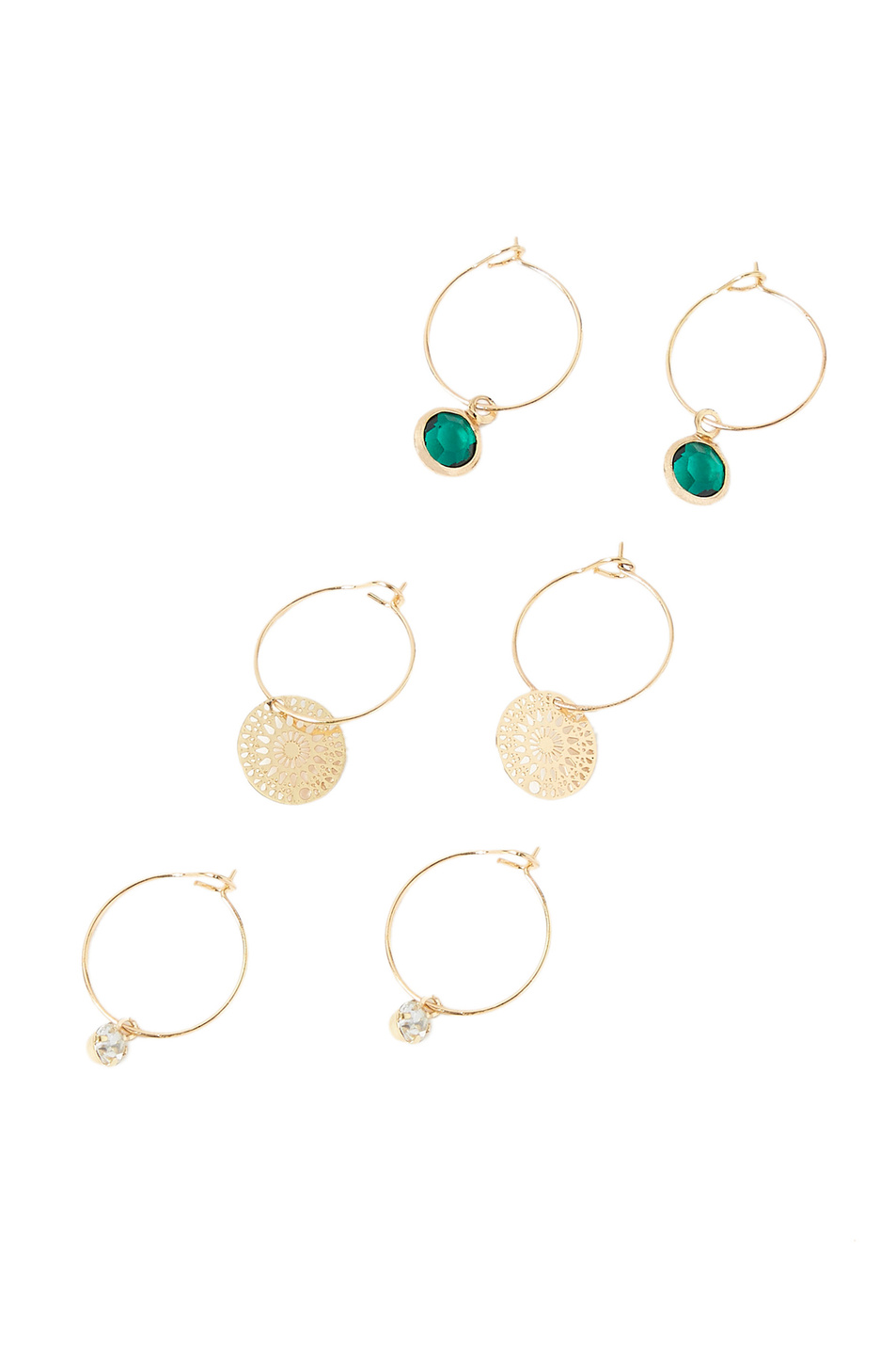 Женский Accessorize Набор серег-колец с подвесками (цвет ), артикул 381135 | Фото 1