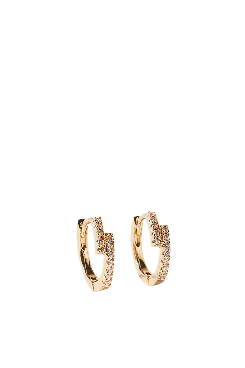 Серьги-кольца с фианитами|Основной цвет:Золотой|Артикул:209250 | Фото 1