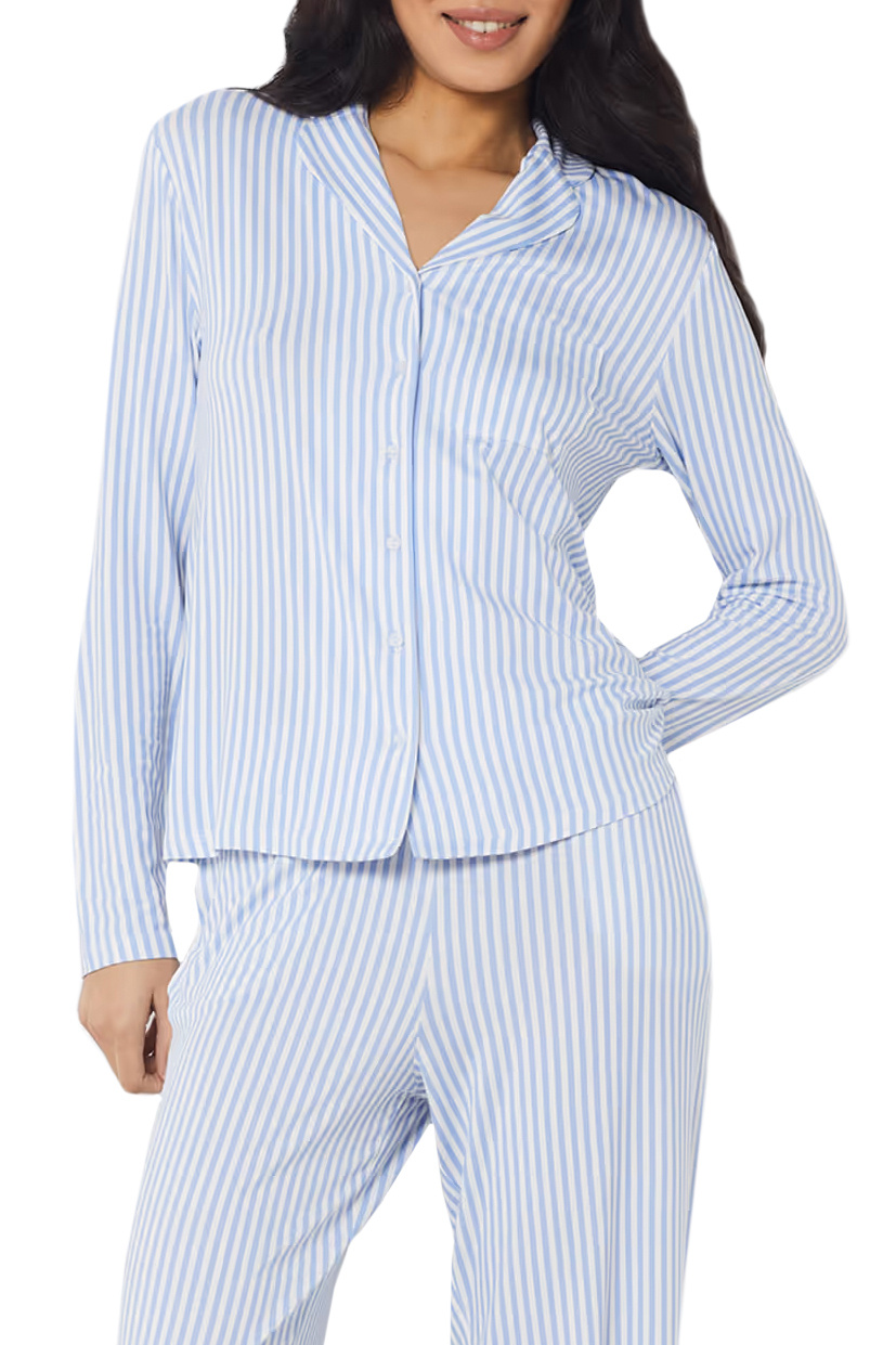 Пижамная рубашка HABY из эластичной вискозы|Основной цвет:Синий|Артикул:6545888 | Фото 1