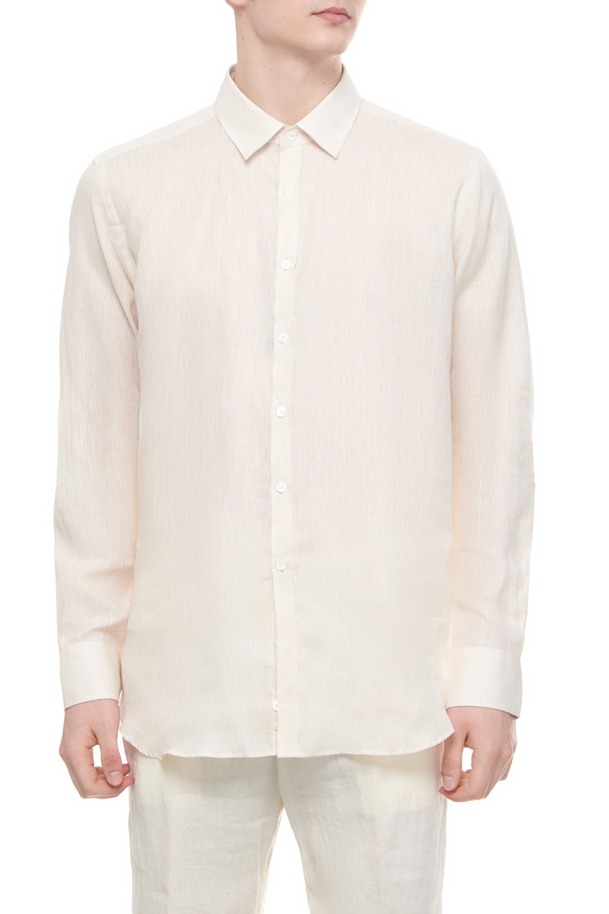 Рубашка из чистого льна|Основной цвет:Кремовый|Артикул:L777GL03099 | Фото 1