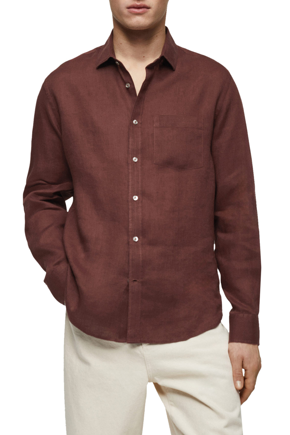 Мужской Mango Man Рубашка AVISPA из чистого льна (цвет ), артикул 67045982 | Фото 3