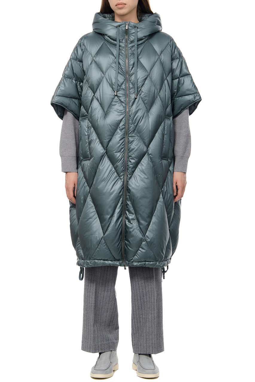 Пальто стеганое с капюшоном|Основной цвет:Мятный|Артикул:S24470-02200 | Фото 1