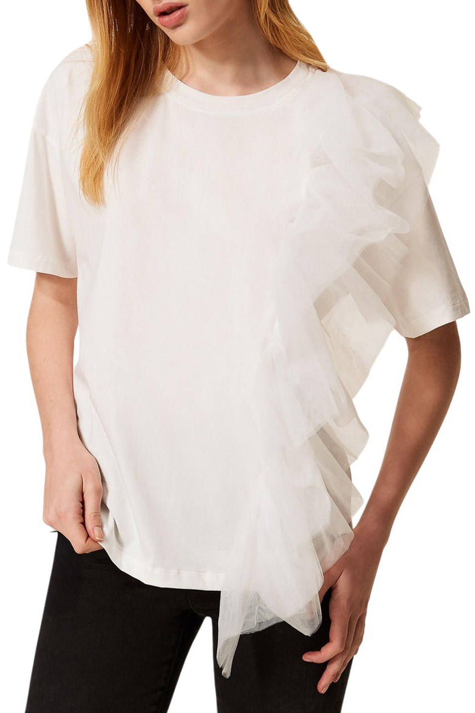 Футболка с декором|Основной цвет:Белый Женский TWINSET Milano Футболка с декором (цвет ), артикул 261AP2165 | Фото 2