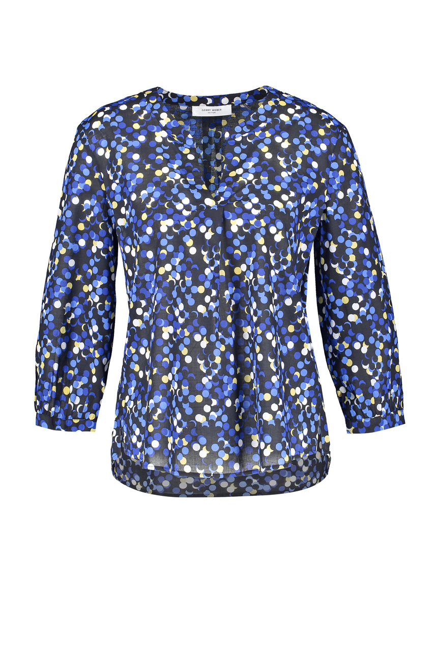 Блузка с принтом|Основной цвет:Синий|Артикул:965015-66427 | Фото 1