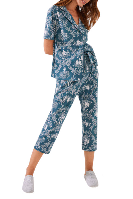 Пижама из натурального хлопка с принтом|Основной цвет:Голубой|Артикул:3134865 | Фото 1