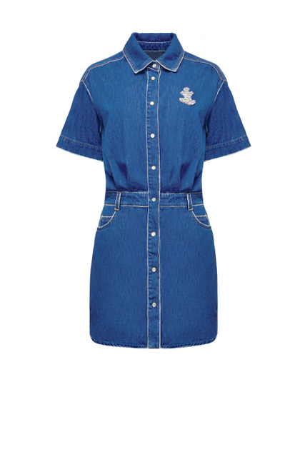 Джинсовое платье-рубашка|Основной цвет:Синий|Артикул:D40EQ043EH3 | Фото 1