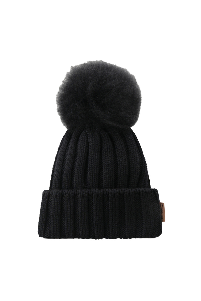 Шерстяная шапка BEANIE с помпоном|Основной цвет:Черный|Артикул:CFWWAC0136FRUF0663 | Фото 1