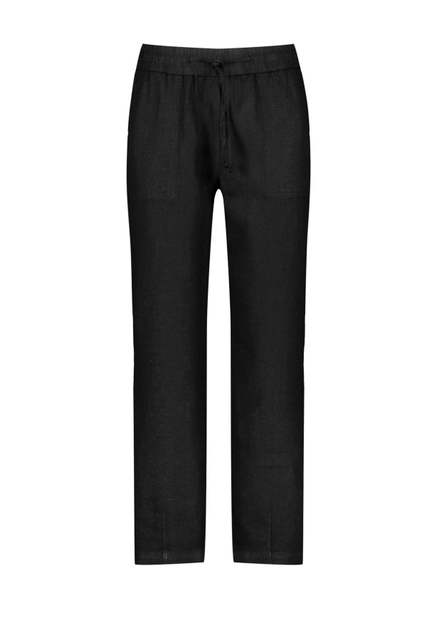 Однотонные брюки из чистого льна|Основной цвет:Черный|Артикул:622083-66225 -Easy Fit | Фото 1
