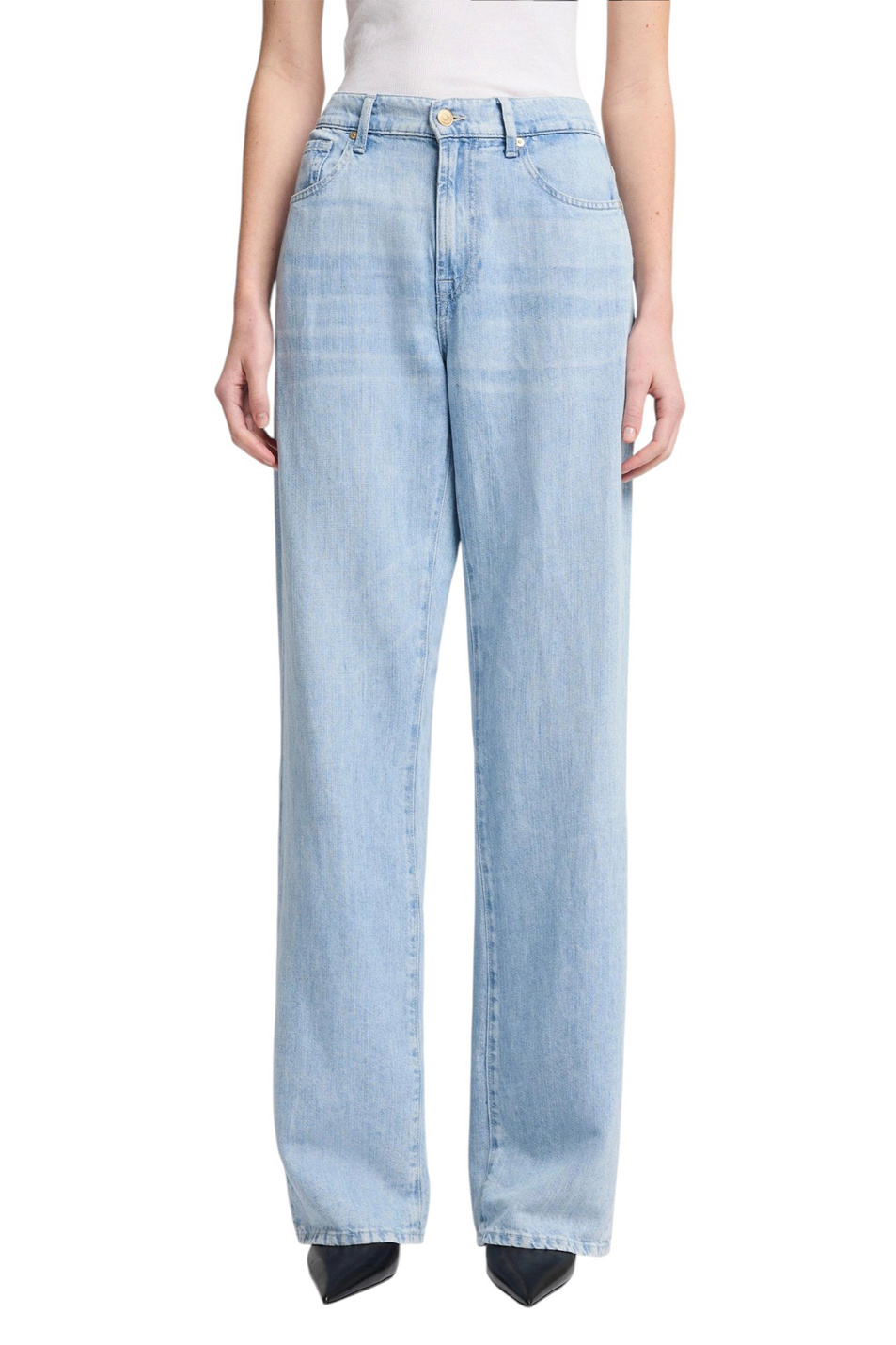 Женский 7 for all Mankind Джинсы из хлопка и льна (цвет ), артикул 7U660U03 | Фото 3