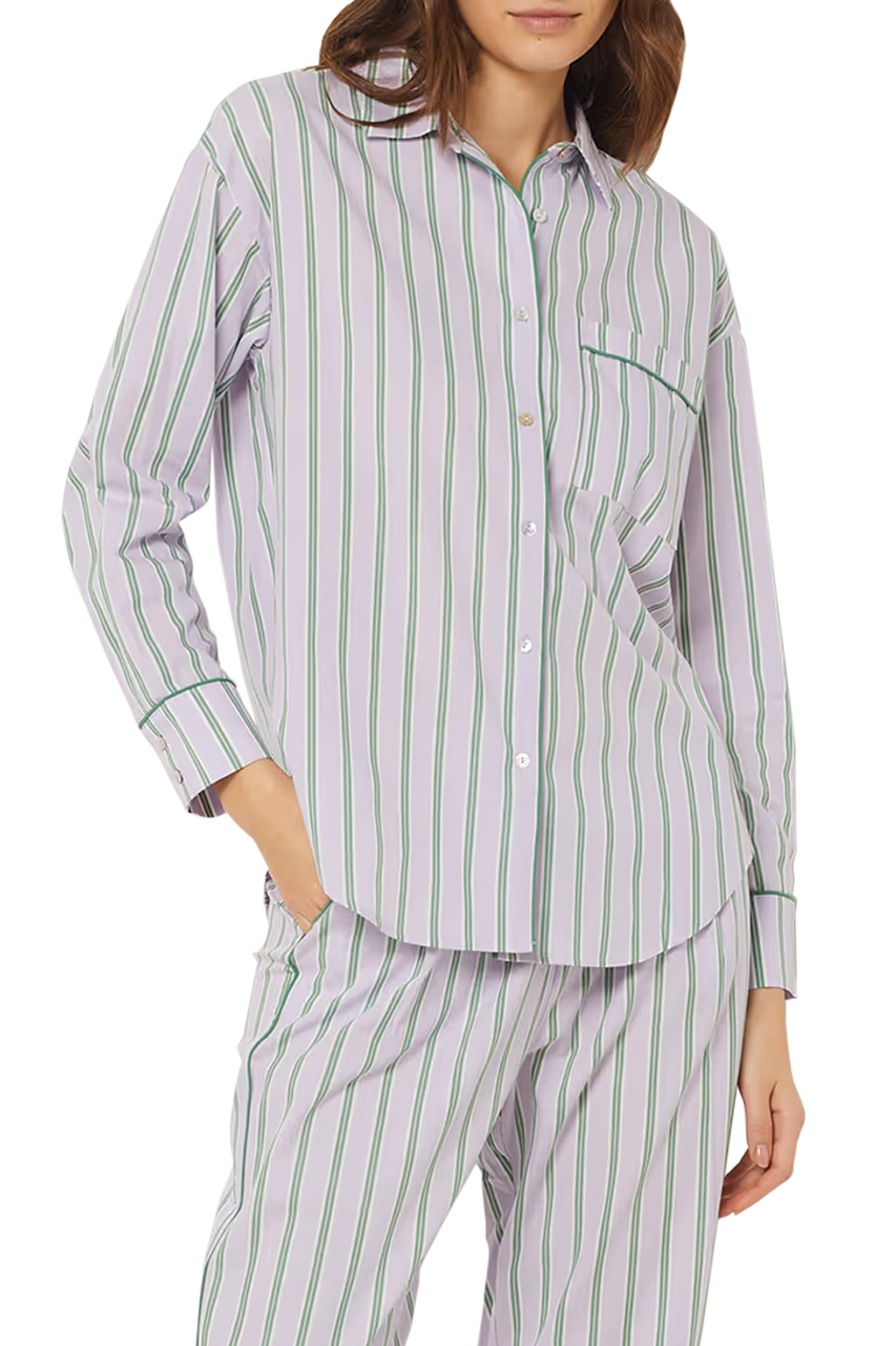 Пижамная рубашка VAILA в полоску|Основной цвет:Лиловый|Артикул:6544783 | Фото 1