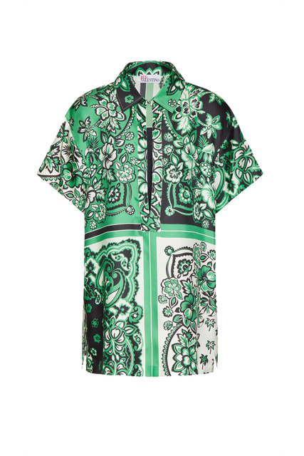 Блузка из натурального шелка|Основной цвет:Зеленый|Артикул:2R0AAE256SN | Фото 1