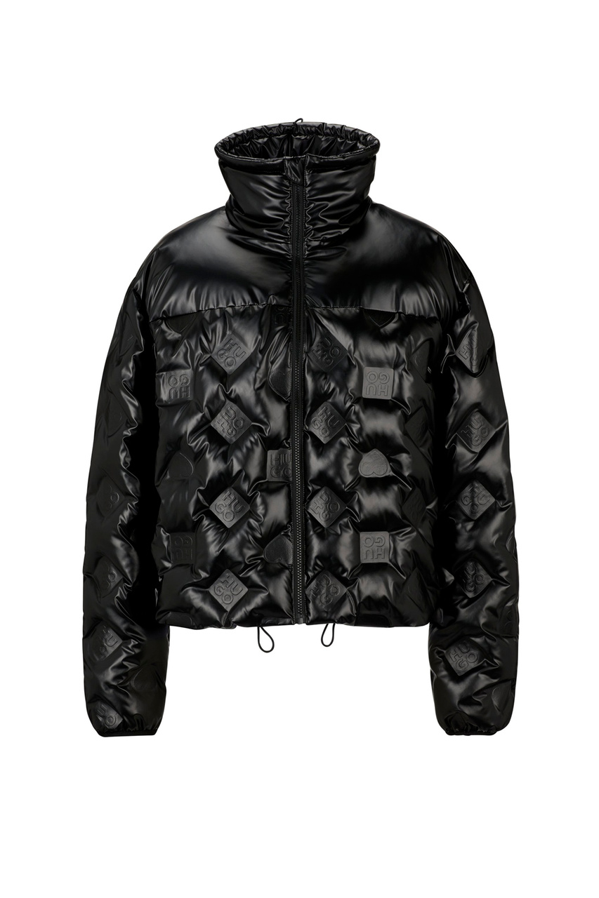 Куртка стеганая с логотипированным принтом|Основной цвет:Черный|Артикул:50498010 | Фото 1