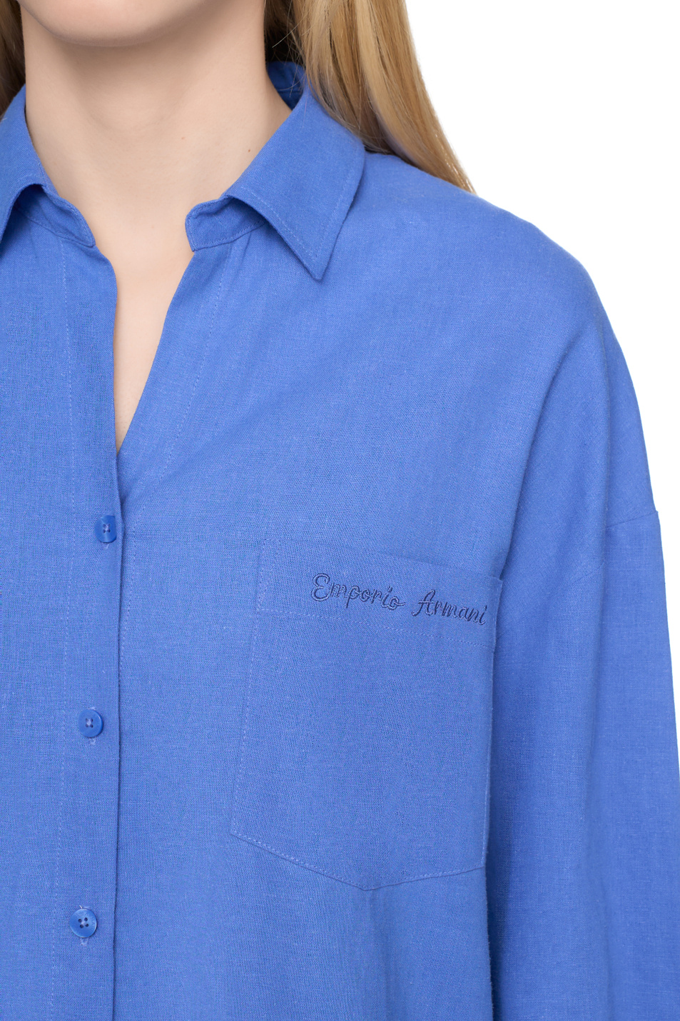 Женский Emporio Armani Рубашка из льна и вискозы (цвет ), артикул EW000815-AF12201 | Фото 6