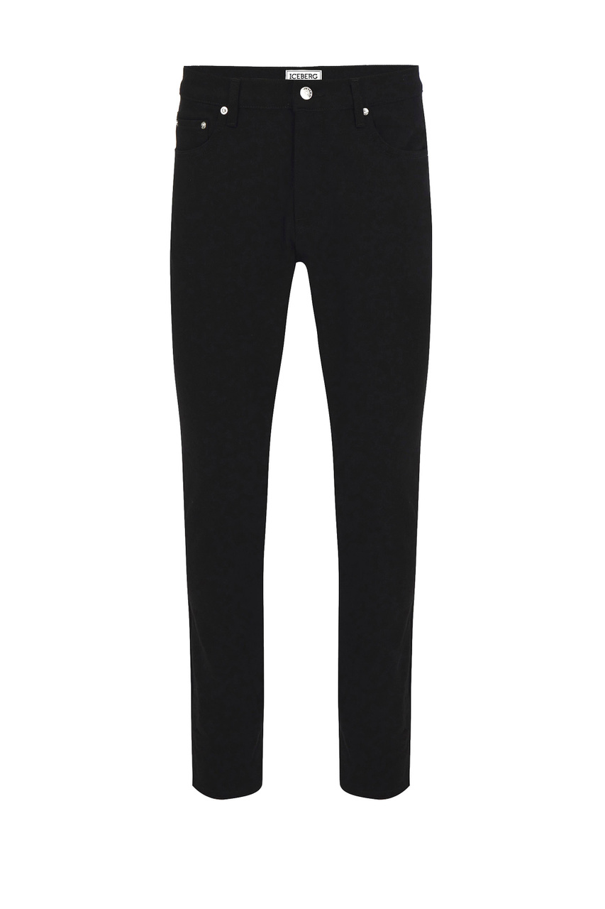 Зауженные джинсы с принтом|Основной цвет:Черный|Артикул:23O1-6000 | Фото 1