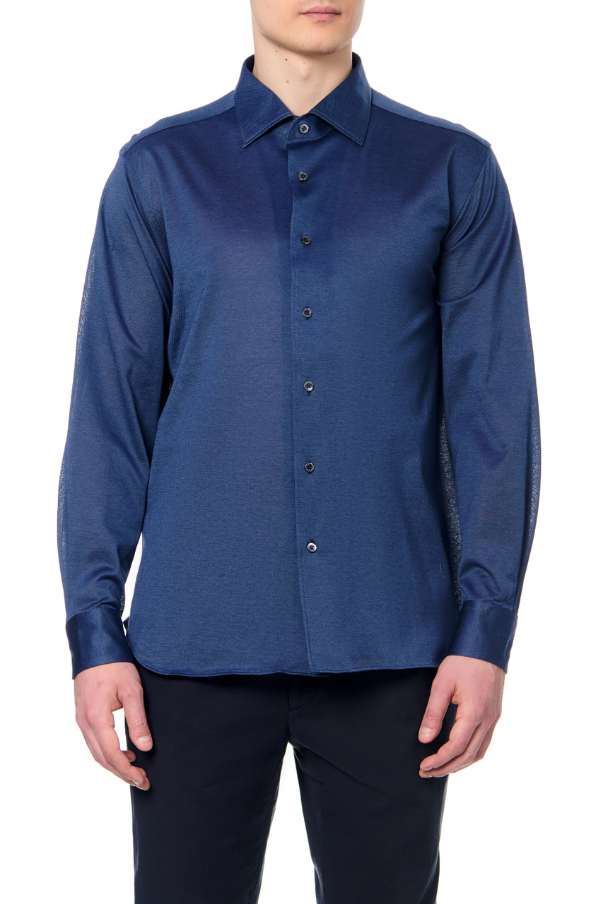 Рубашка из натурального хлопка|Основной цвет:Синий|Артикул:89P116-2111213 | Фото 1