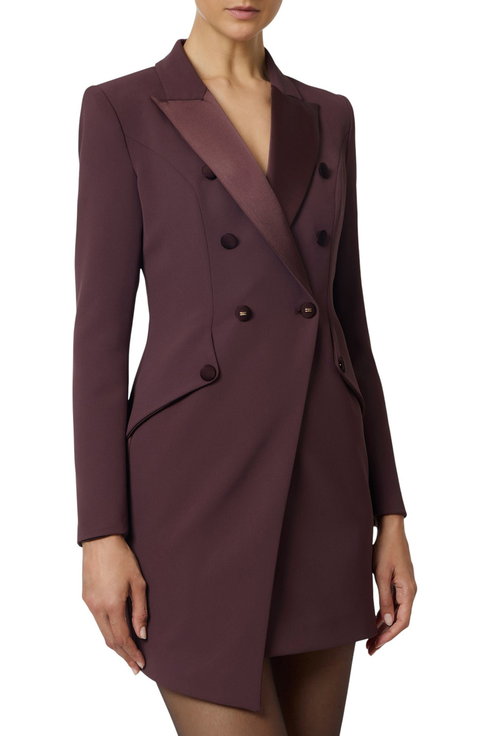 Женский Elisabetta Franchi Платье-пиджак с атласными лацканами (цвет ), артикул AB80356E2 | Фото 3