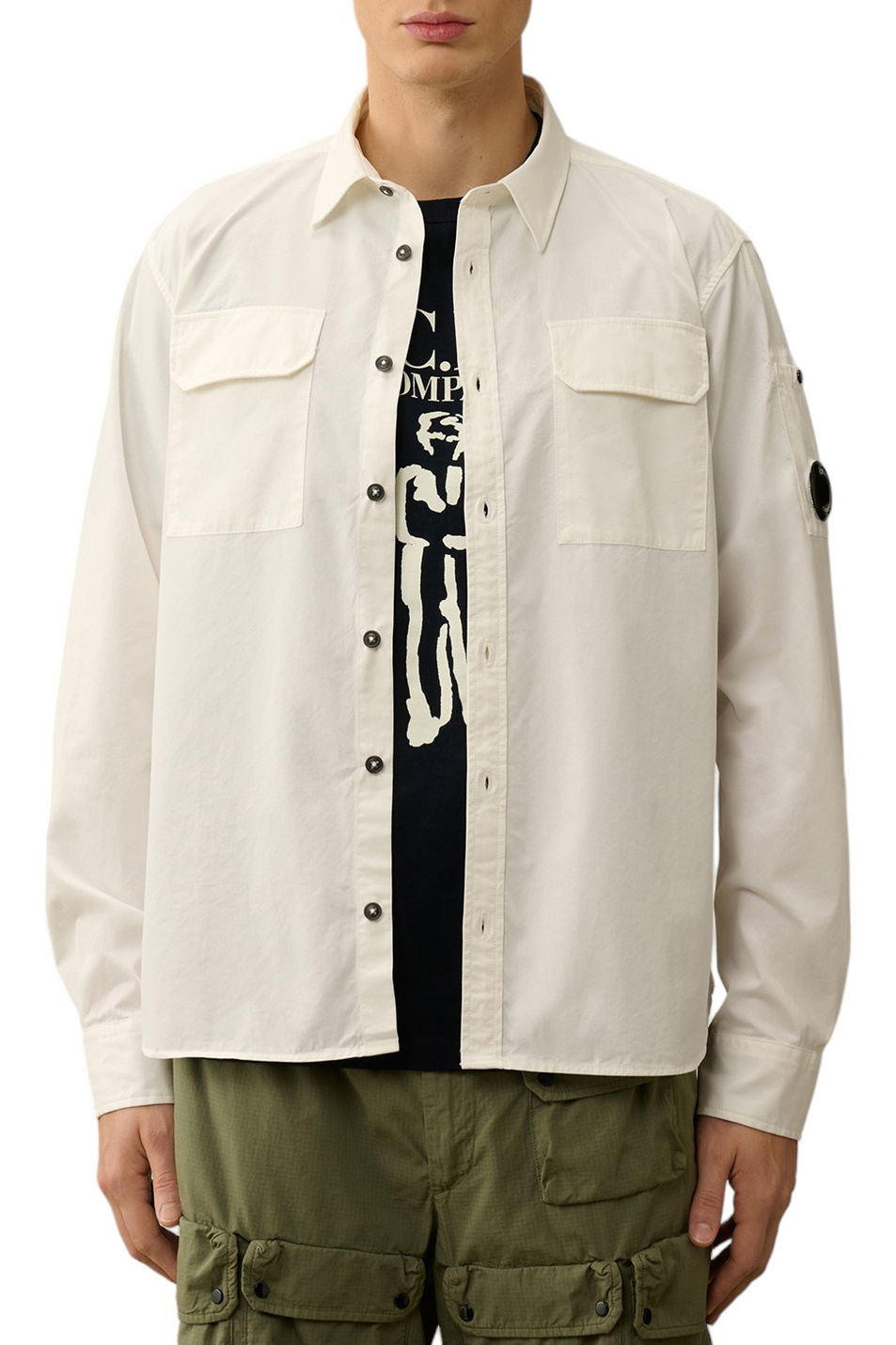 Мужской C.P. Company Рубашка из натурального хлопка с карманами (цвет ), артикул 16CMSH157A002824G | Фото 3