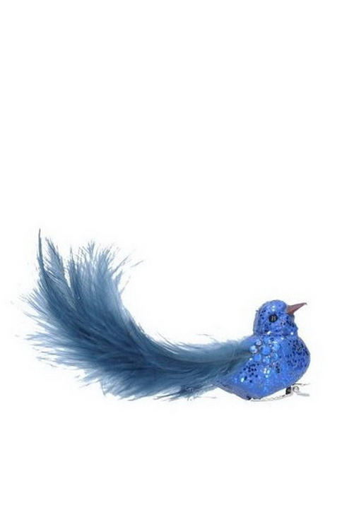 Gisela Graham Елочная игрушка на клипсе "Птица синяя" 12 см, в ассортименте ( цвет), артикул 16156 | Фото 1