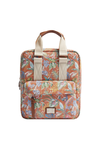Рюкзак с цветочным принтом и ручками|Основной цвет:Оранжевый|Артикул:196823 | Фото 1