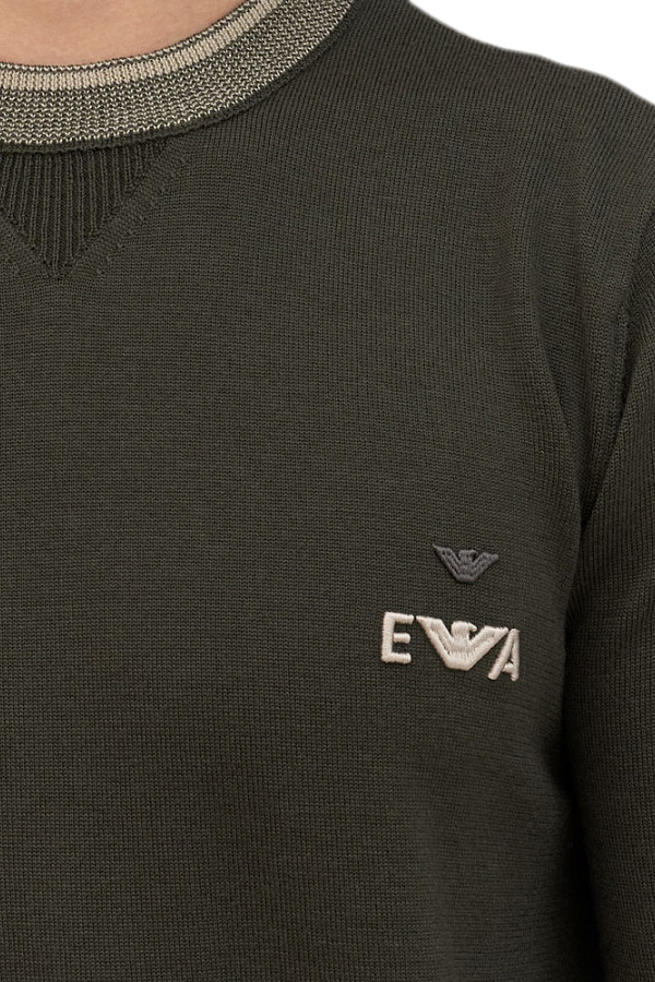 Джемпер из шерсти|Основной цвет:Хаки Мужской Emporio Armani Джемпер из шерсти (цвет ), артикул EM003387-AF14697 | Фото 5