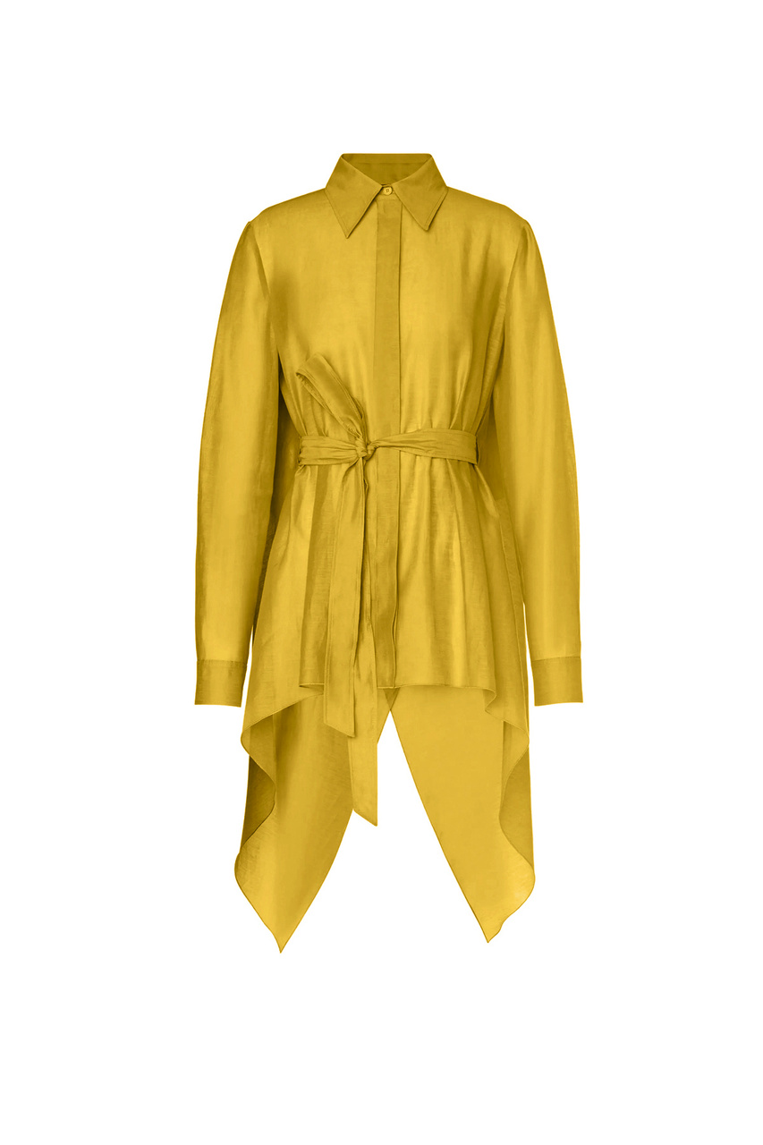 Блузка из хлопка и шелка|Основной цвет:Желтый|Артикул:A0205-0130 | Фото 1