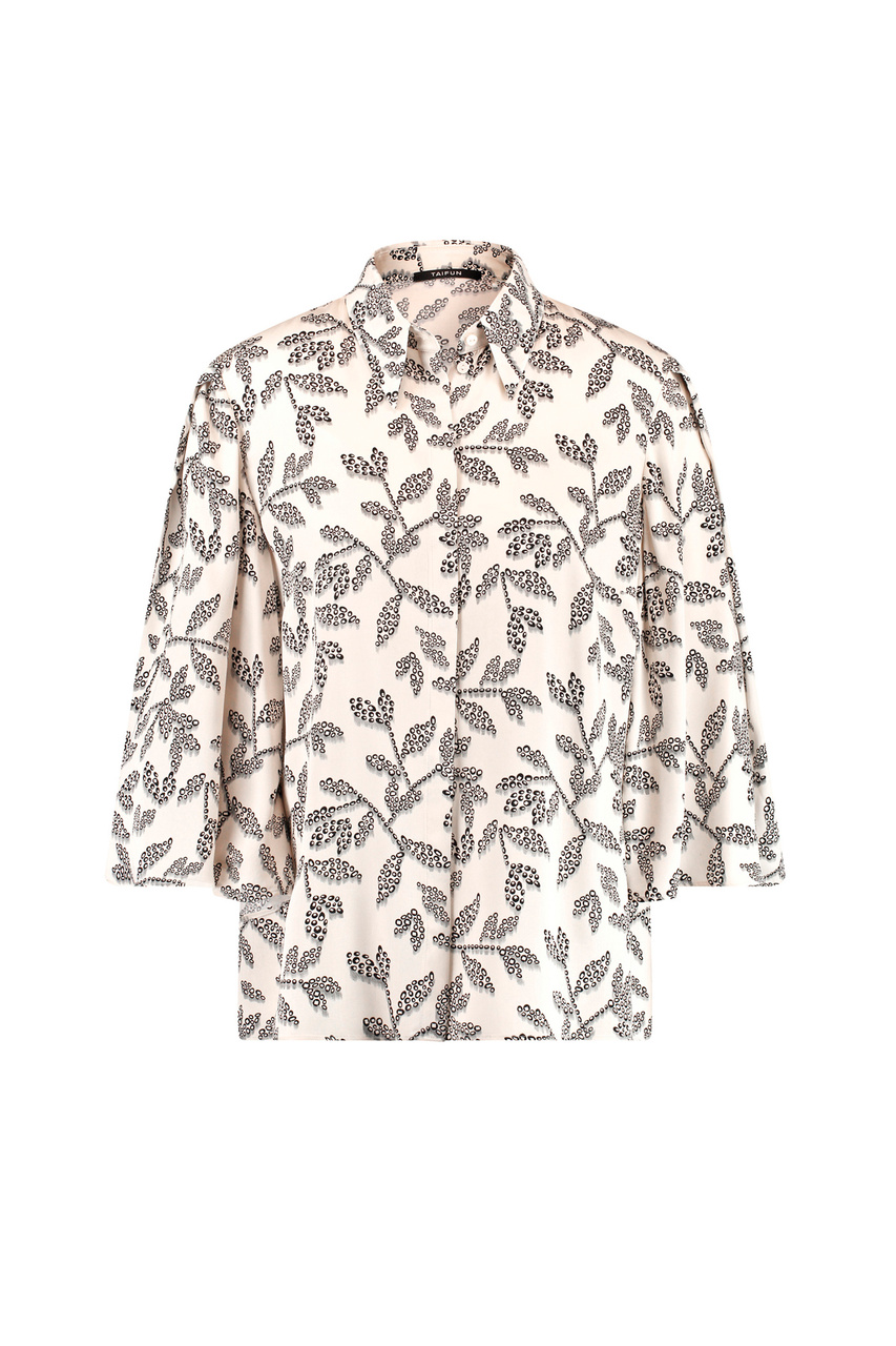 Блузка с принтом|Основной цвет:Кремовый|Артикул:560381-11110 | Фото 1