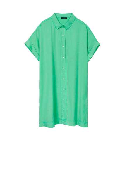 Однотонное платье-рубашка|Основной цвет:Зеленый|Артикул:195334 | Фото 1