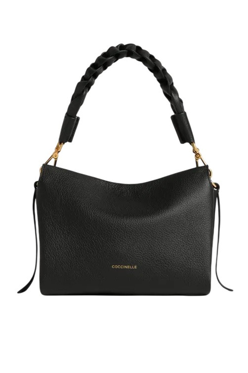 Сумка BOHEME GRANA DOUBLE из натуральной кожи с плетеной ручкой|Основной цвет:Черный Женский Coccinelle Сумка BOHEME GRANA DOUBLE из натуральной кожи с плетеной ручкой (цвет ), артикул E1M50580101 | Фото 1
