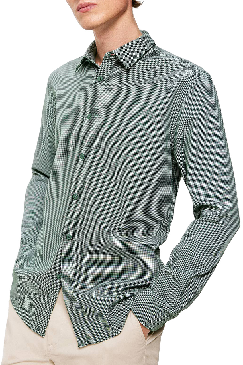 Рубашка из натурального хлопка|Основной цвет:Хаки|Артикул:1507732 | Фото 1