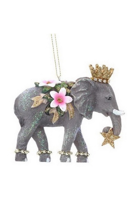 Gisela Graham Елочная игрушка "Слон с цветами 2" 10 см ( цвет), артикул 14063_2 | Фото 1