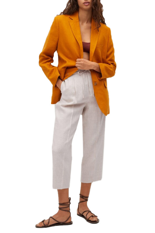 Mango Укороченные брюки LARA из чистого льна (цвет ), артикул 87086324 | Фото 2