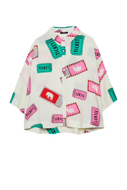 Блузка из вискозы с принтом|Основной цвет:Мультиколор|Артикул:198781 | Фото 1