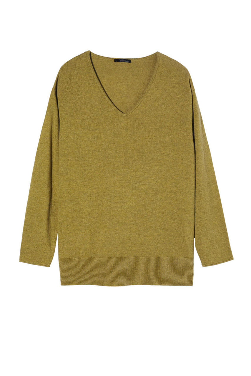 Пуловер из смесовой шерсти|Основной цвет:Хаки|Артикул:216465 | Фото 1